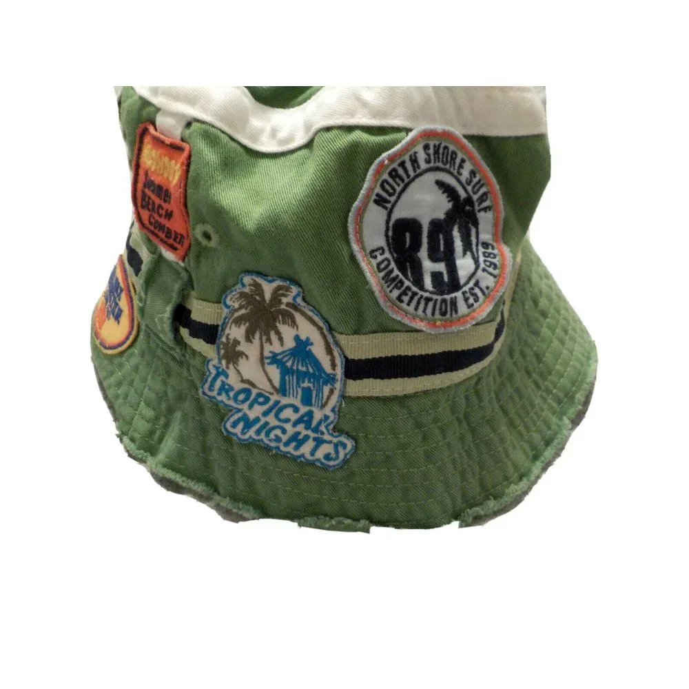 The Children's Place Sun Bucket Hat Raw Edges Surfer Shark Beach Green